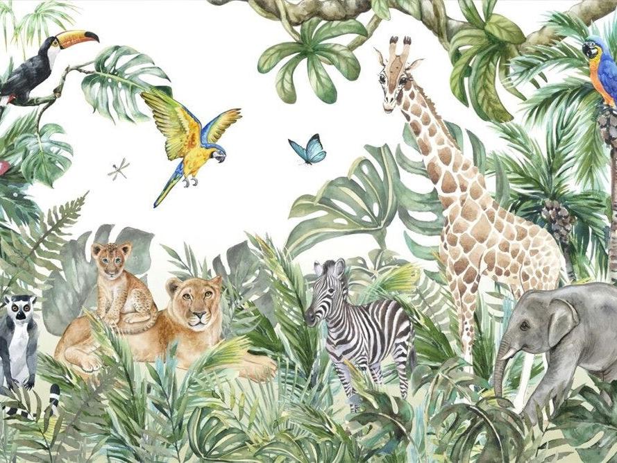 Papier peint jungle enfant faune et flore