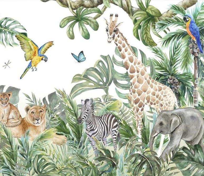 Papier peint jungle enfant faune et flore