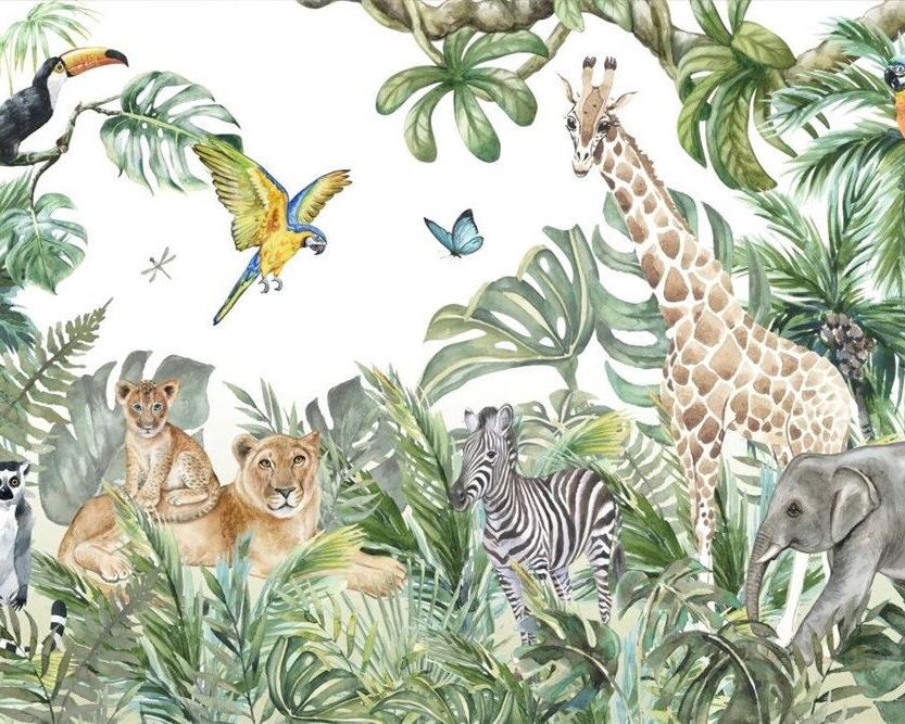 Papier peint jungle enfant faune et flore