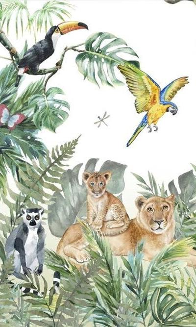 Papier peint jungle enfant faune et flore