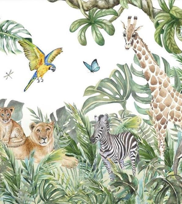 Papier peint jungle enfant faune et flore