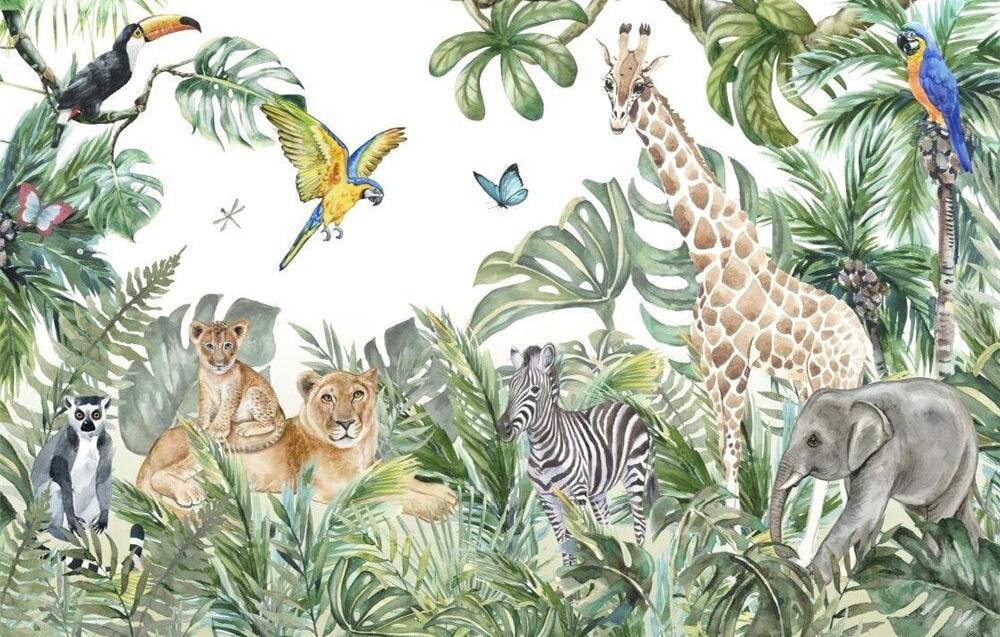 Papier peint jungle enfant faune et flore