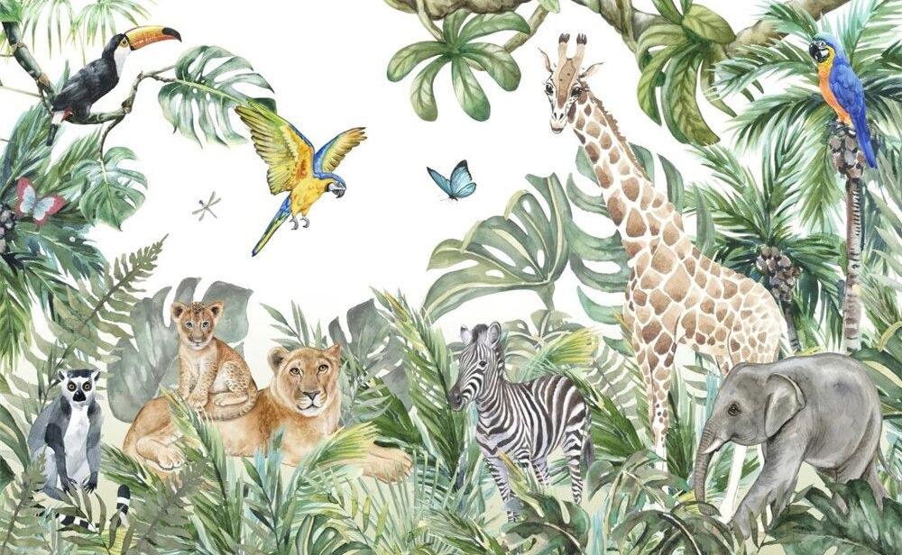 Papier peint jungle enfant faune et flore