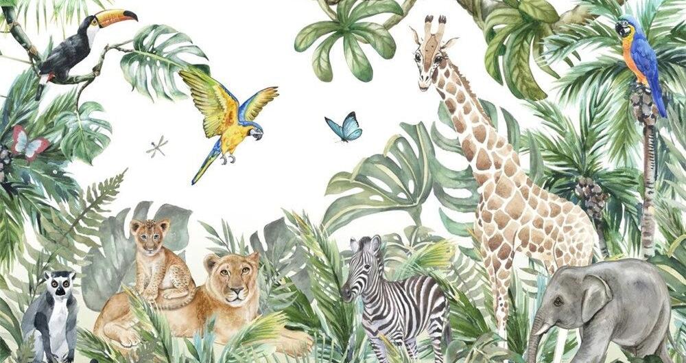 Papier peint jungle enfant faune et flore