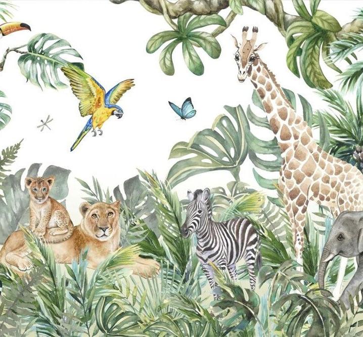 Papier peint jungle enfant faune et flore
