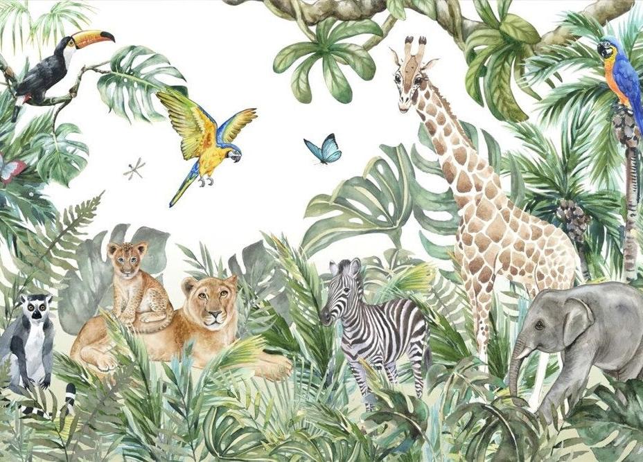 Papier peint jungle enfant faune et flore
