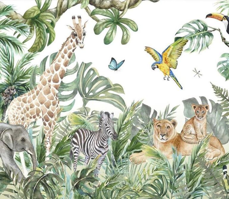 Papier peint jungle enfant faune et flore