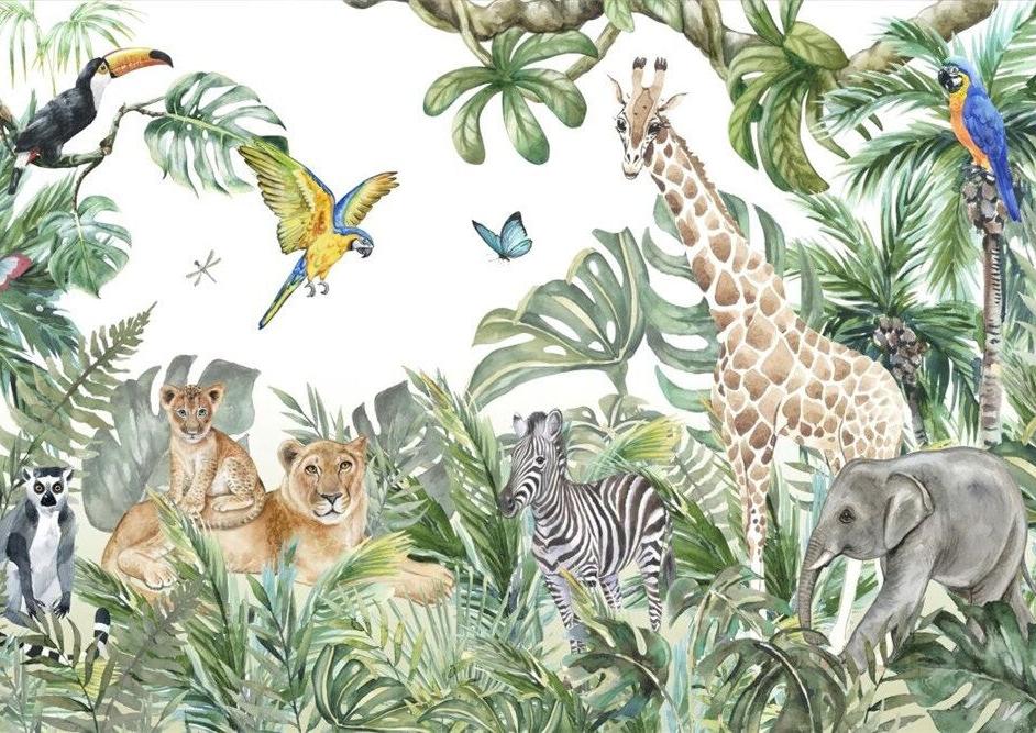 Papier peint jungle enfant faune et flore