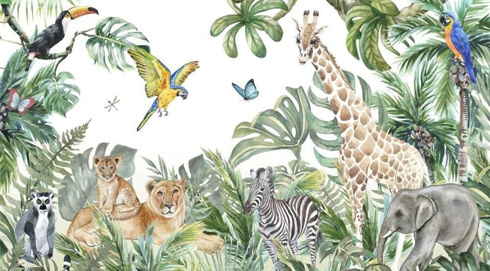 Papier peint jungle enfant faune et flore
