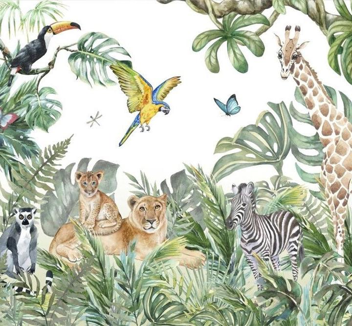 Papier peint jungle enfant faune et flore