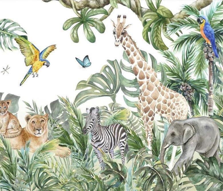 Papier peint jungle enfant faune et flore