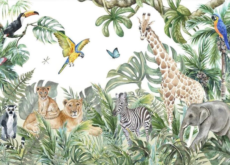 Papier peint jungle enfant faune et flore