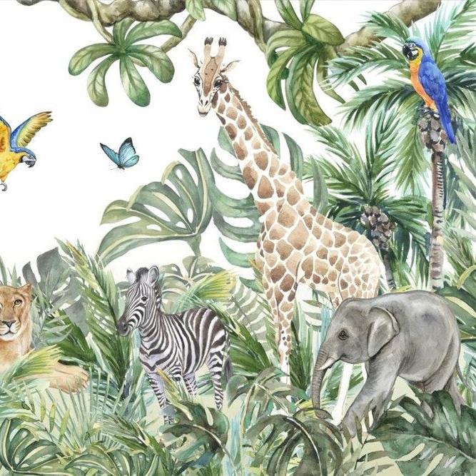Papier peint jungle enfant faune et flore