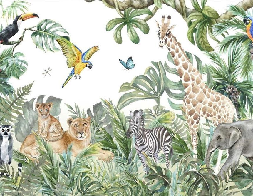 Papier peint jungle enfant faune et flore