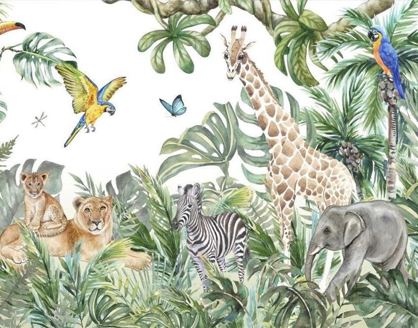 Papier peint jungle enfant faune et flore
