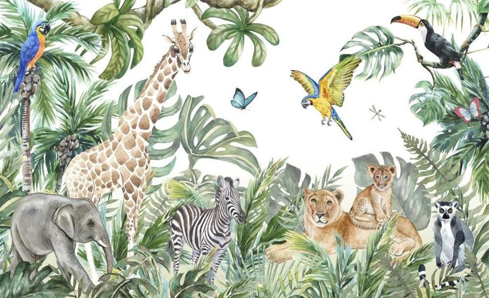 Papier peint jungle enfant faune et flore