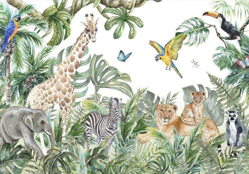 Papier peint jungle enfant faune et flore