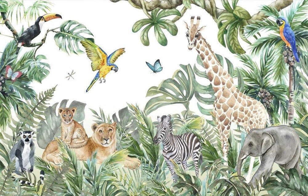 Papier peint jungle enfant faune et flore