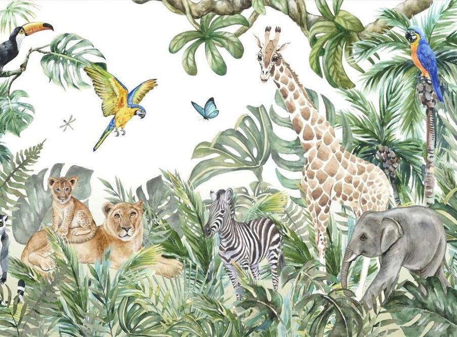 Papier peint jungle enfant faune et flore