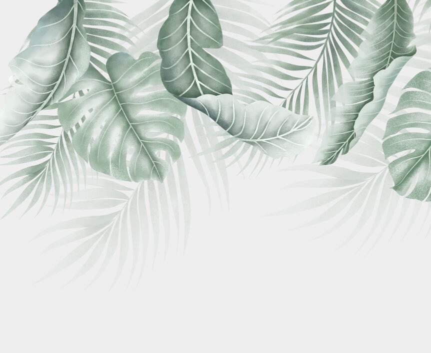 Papier peint feuillage palmier et monstera