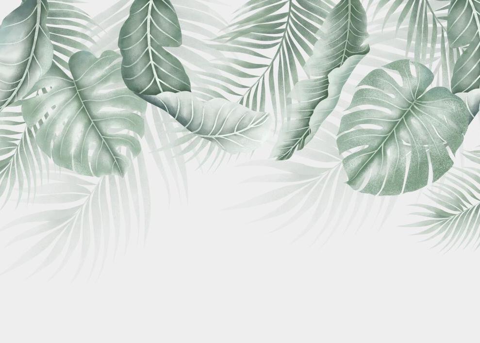 Papier peint feuillage palmier et monstera