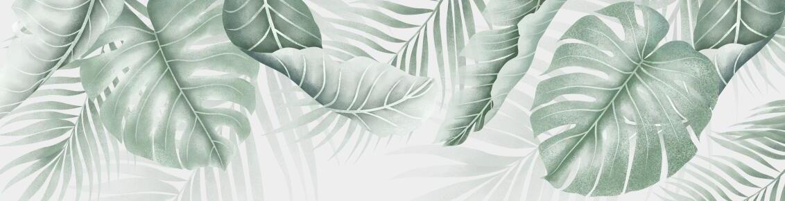 Papier peint feuillage palmier et monstera