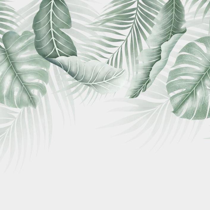 Papier peint feuillage palmier et monstera