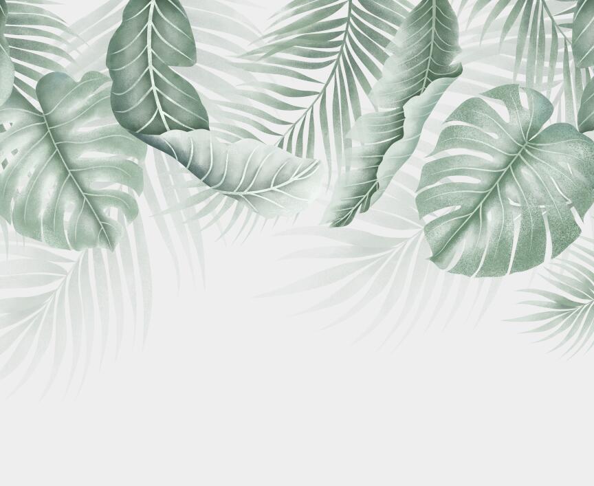 Papier peint feuillage palmier et monstera