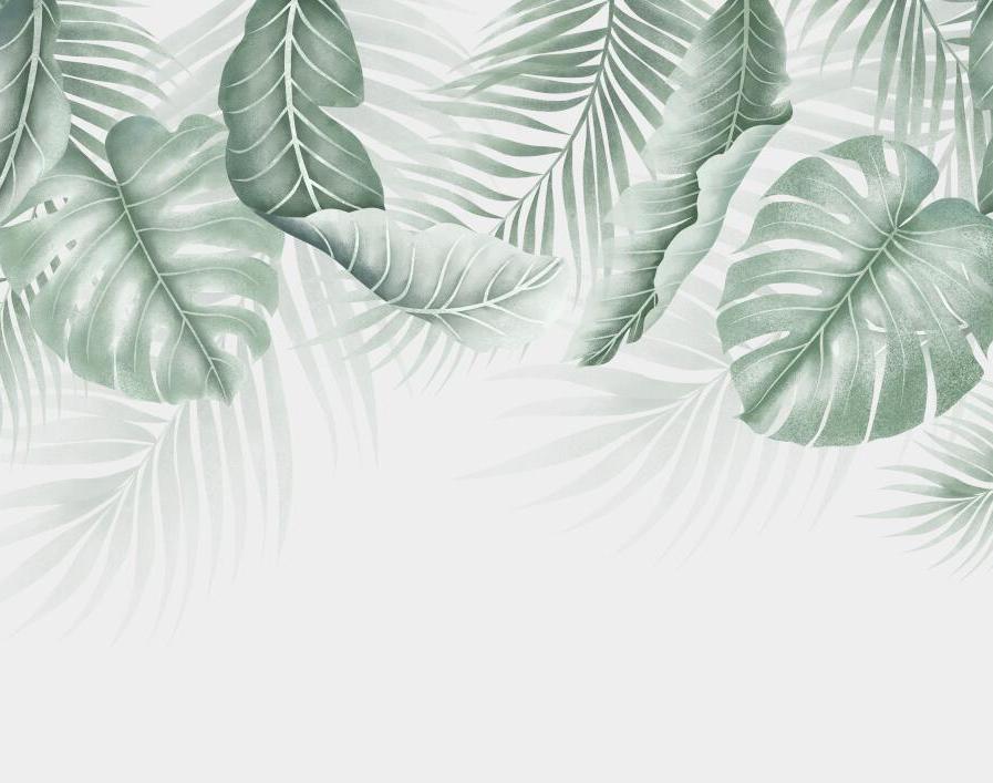 Papier peint feuillage palmier et monstera