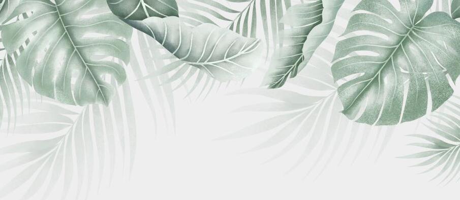Papier peint feuillage palmier et monstera
