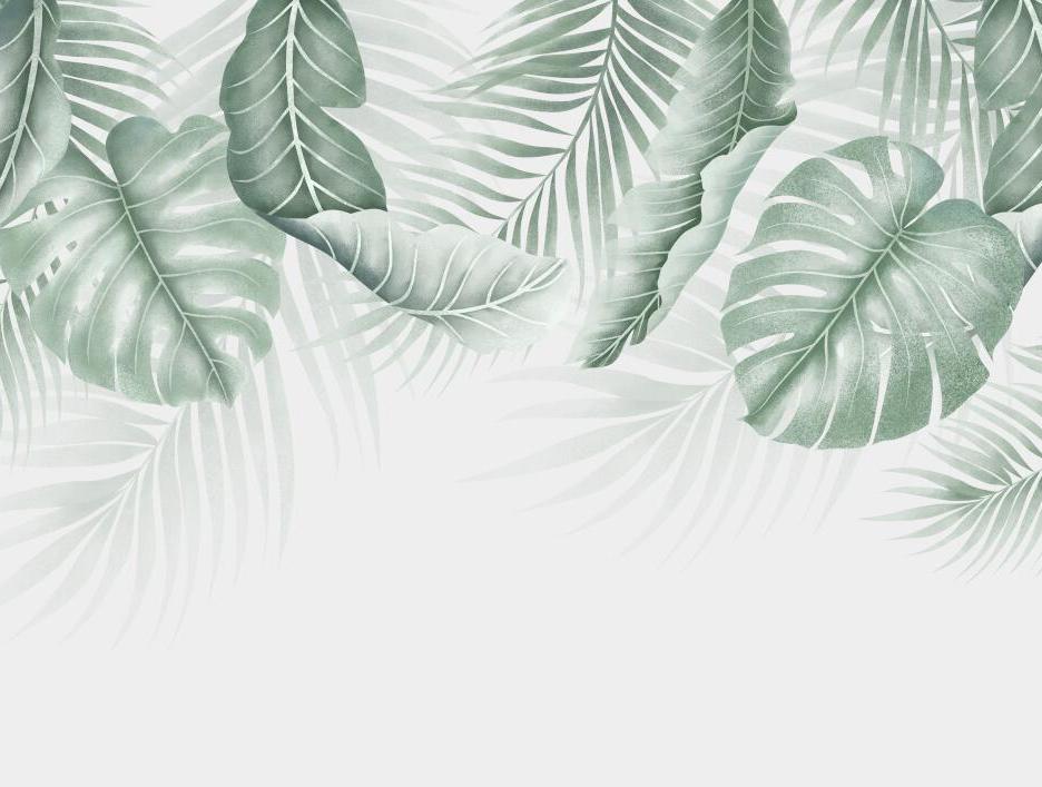 Papier peint feuillage palmier et monstera