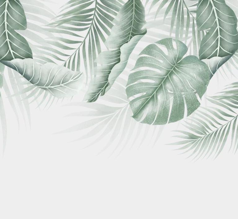 Papier peint feuillage palmier et monstera