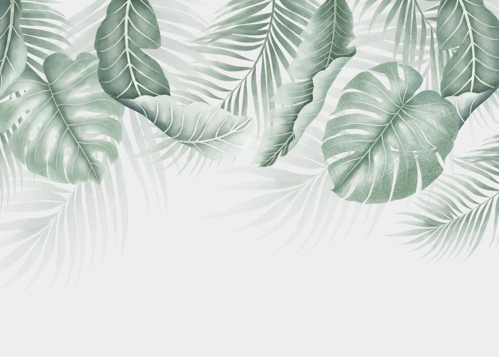 Papier peint feuillage palmier et monstera