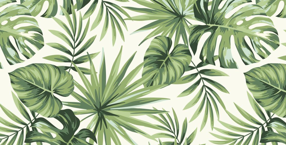 Papier peint feuillage tropical monstera vert