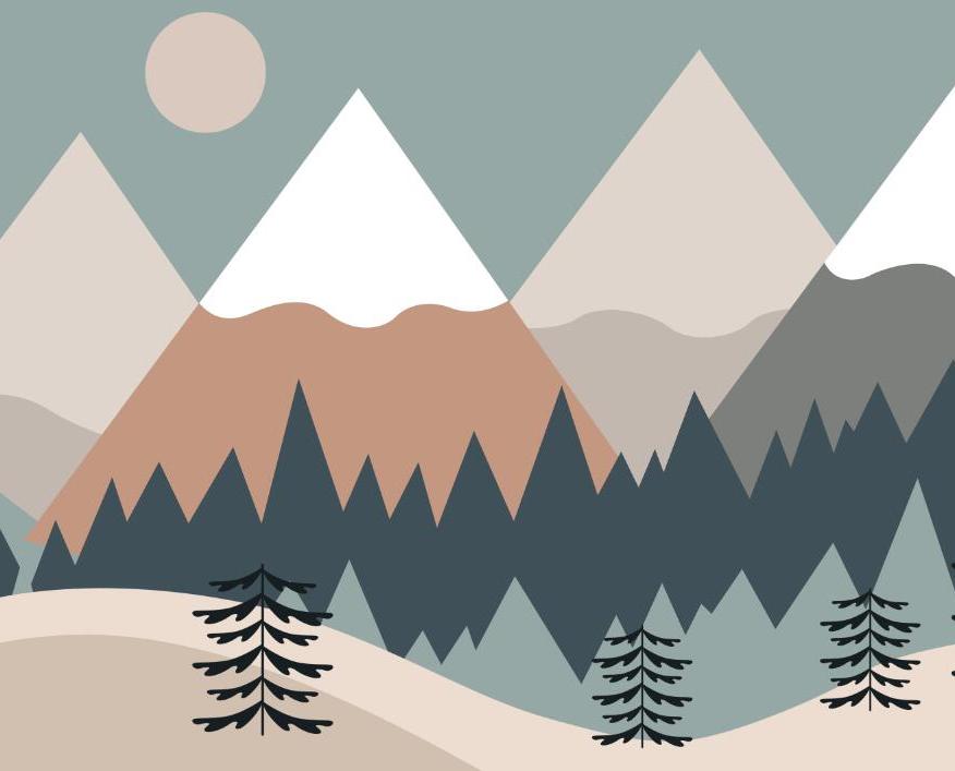 Papier peint chambre bébé montagnes et forêts