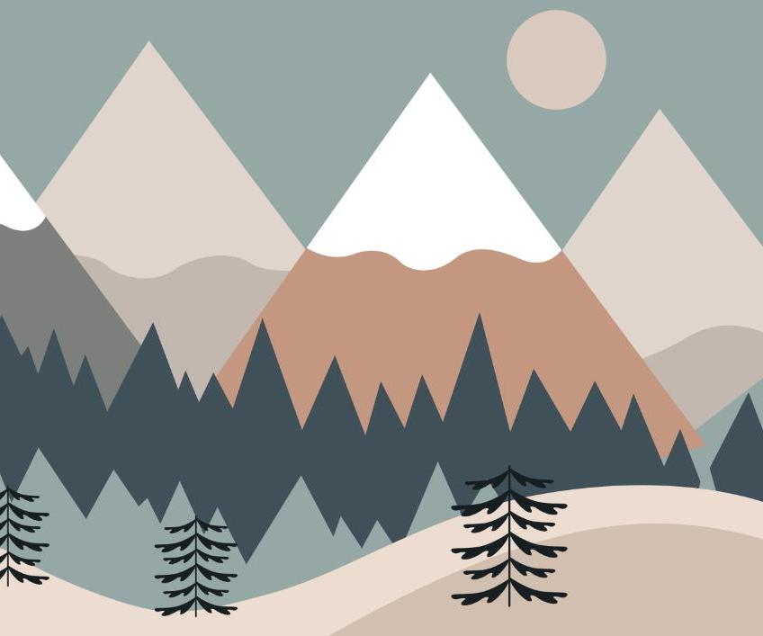 Papier peint chambre bébé montagnes et forêts