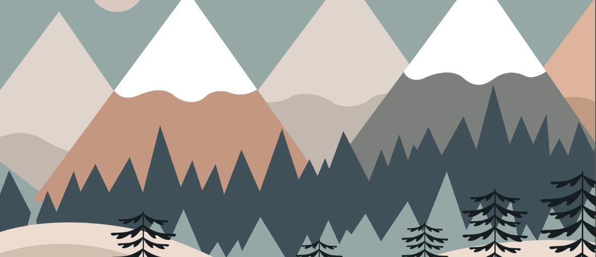 Papier peint chambre bébé montagnes et forêts