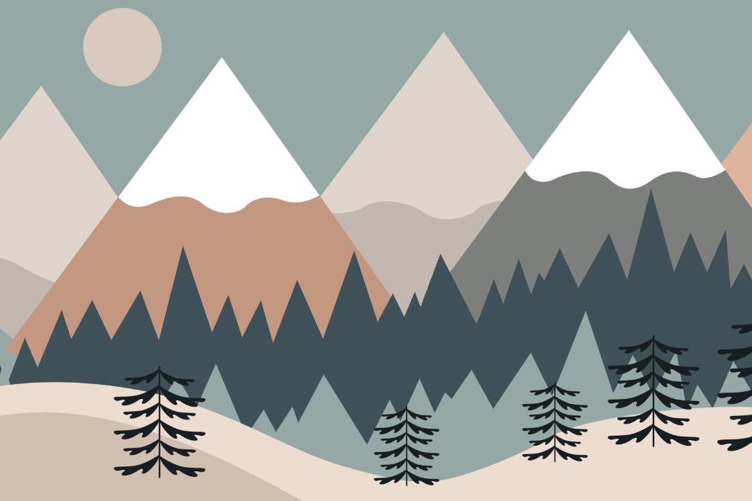Papier peint chambre bébé montagnes et forêts