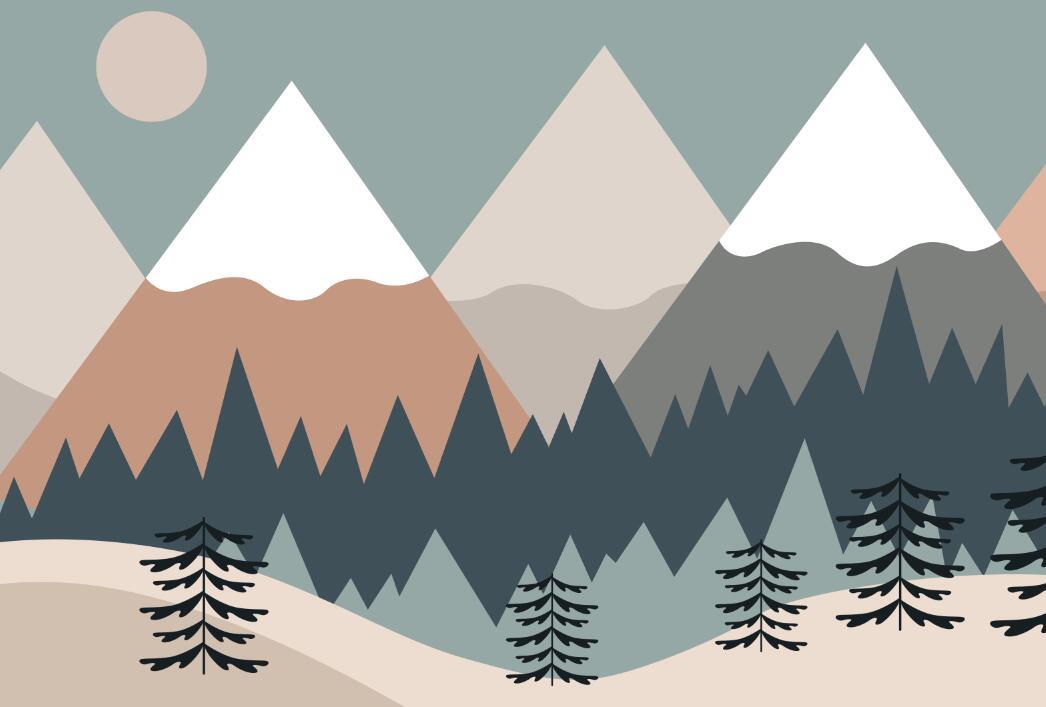 Papier peint chambre bébé montagnes et forêts
