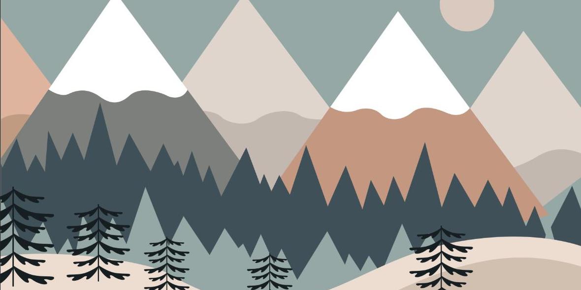 Papier peint chambre bébé montagnes et forêts