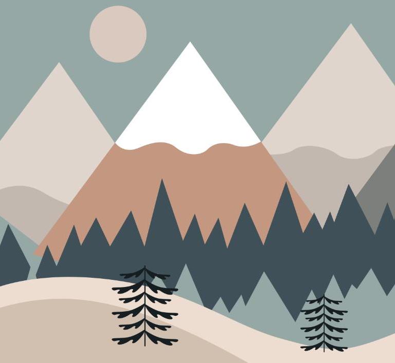 Papier peint chambre bébé montagnes et forêts