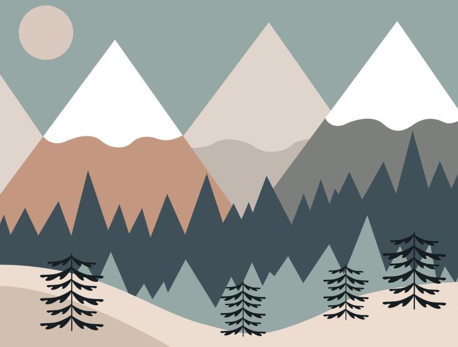 Papier peint chambre bébé montagnes et forêts