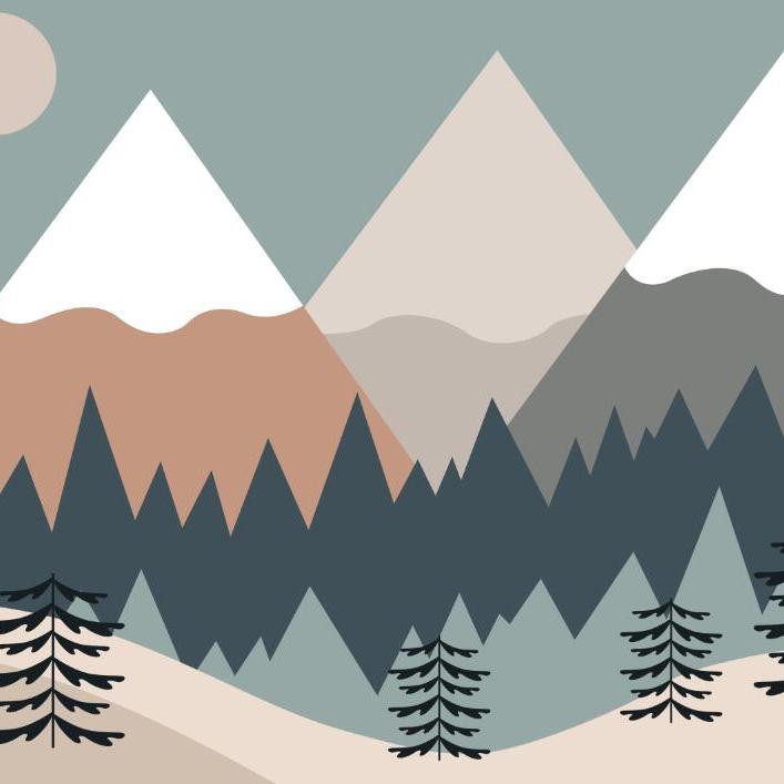 Papier peint chambre bébé montagnes et forêts