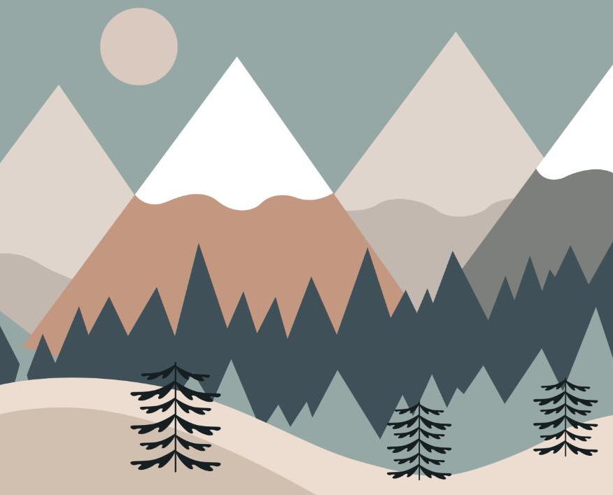 Papier peint chambre bébé montagnes et forêts