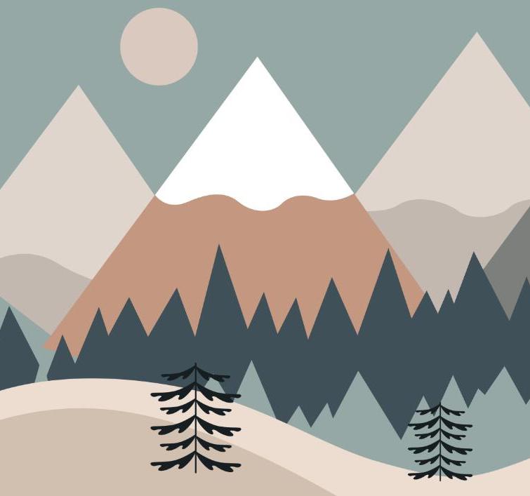 Papier peint chambre bébé montagnes et forêts