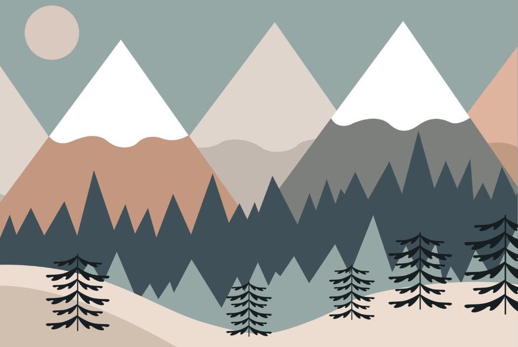 Papier peint chambre bébé montagnes et forêts