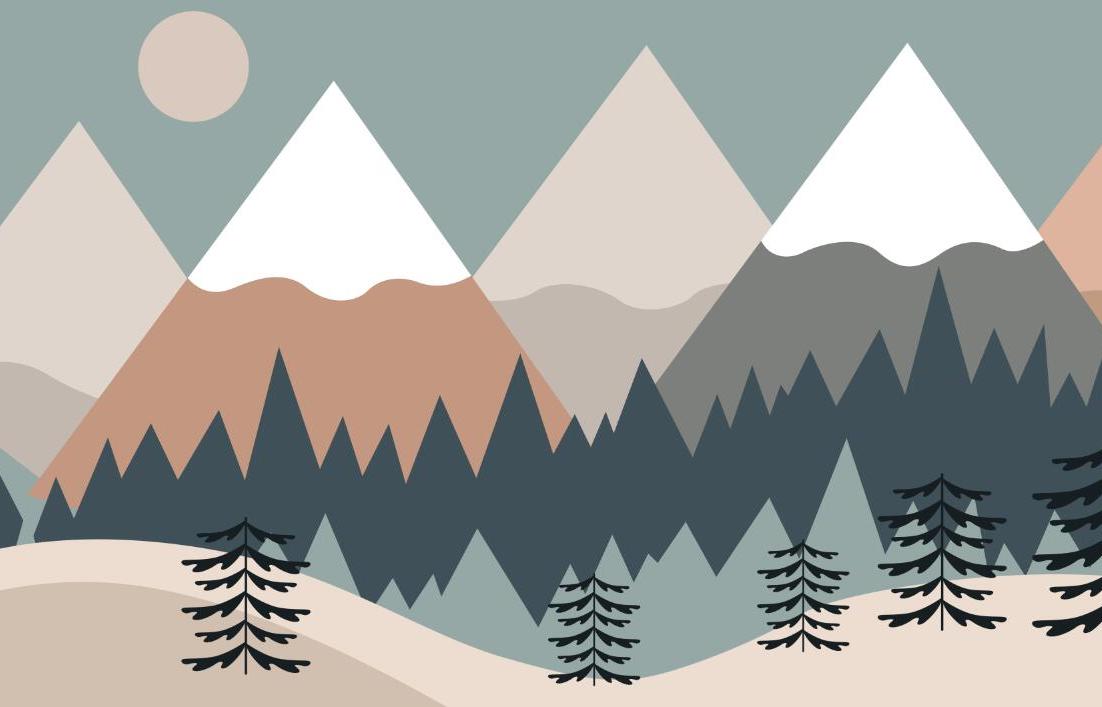 Papier peint chambre bébé montagnes et forêts
