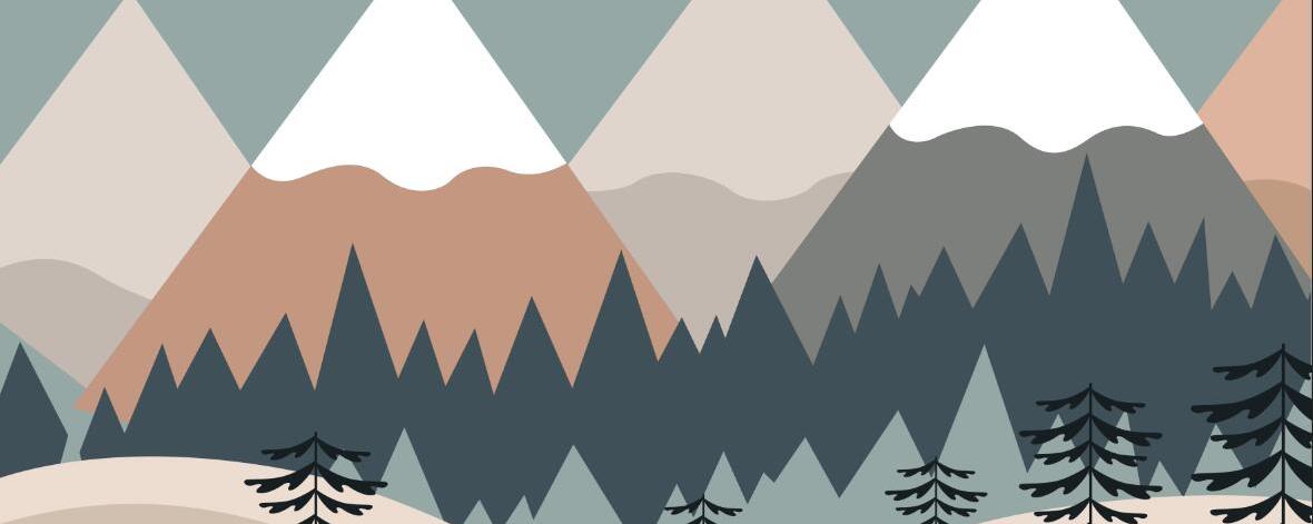 Papier peint chambre bébé montagnes et forêts