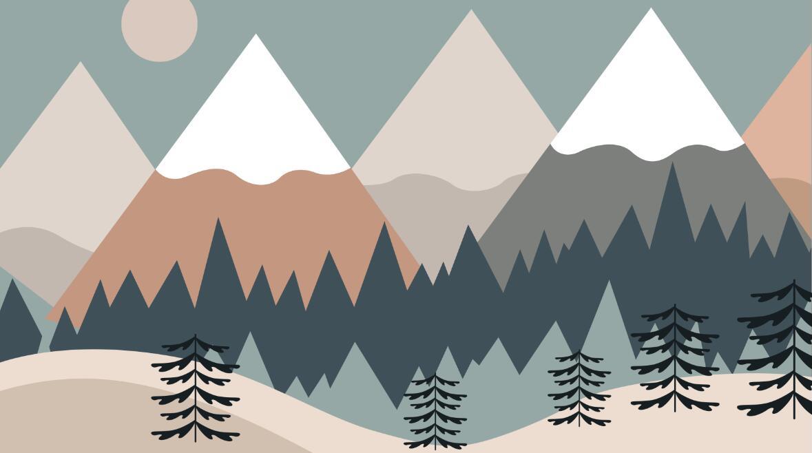 Papier peint chambre bébé montagnes et forêts