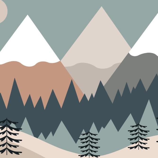 Papier peint chambre bébé montagnes et forêts